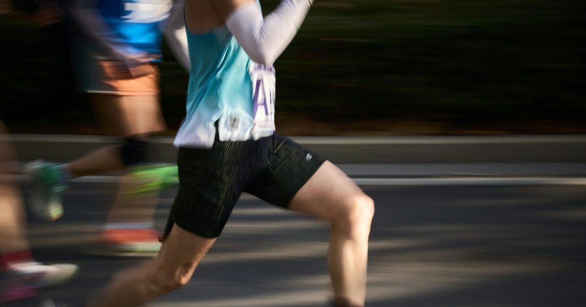 Runners in a race with motion blur