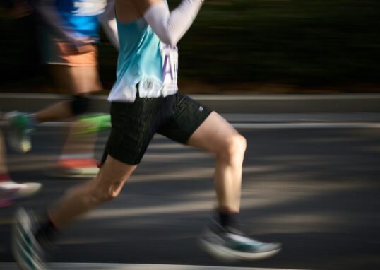 Runners in a race with motion blur