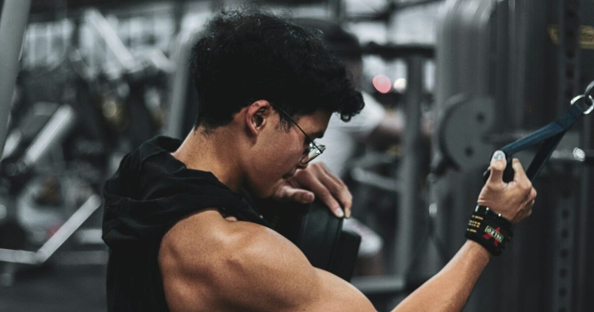 A man working out in a gym