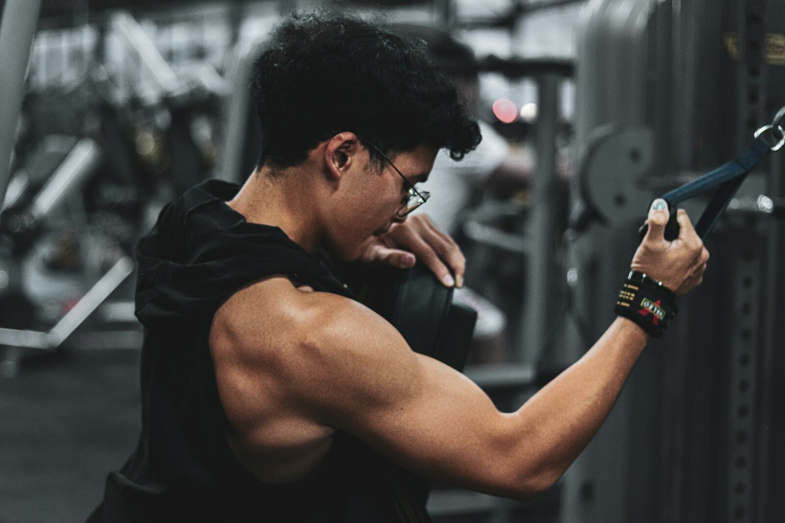 A man working out in a gym